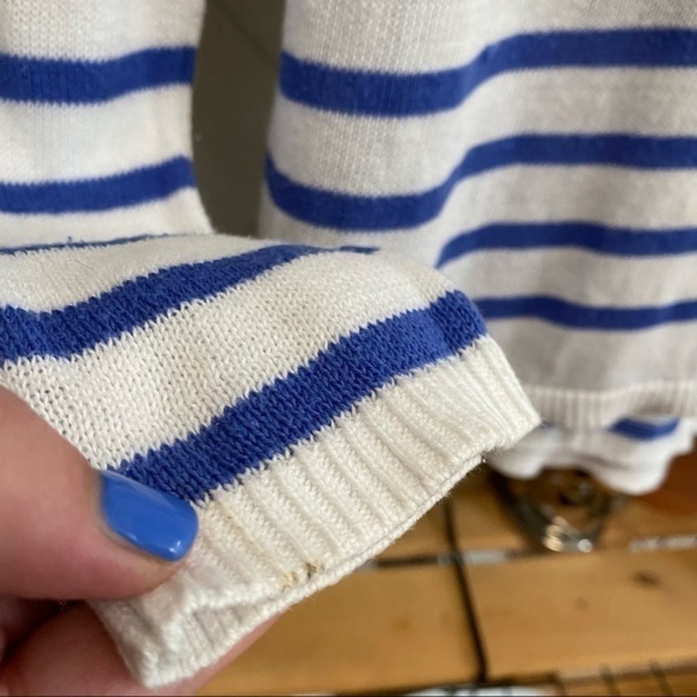 Lilly Pulitzer Blue White Striped Stasia Dolman Sleeve Knit Sweater Small - Picture 14 of 15